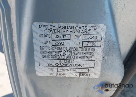 1997 Jaguar Xj6 Vanden Plas z USA, uszkodzony, nr VIN SAJKX6246VC804611